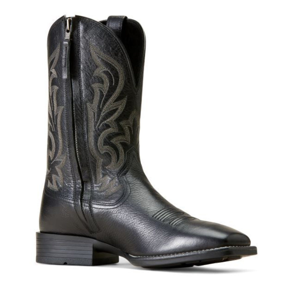 Ariat MNS Slim Zip Ultra Wide Square Toe Western Boot Black Deertan- 10046852