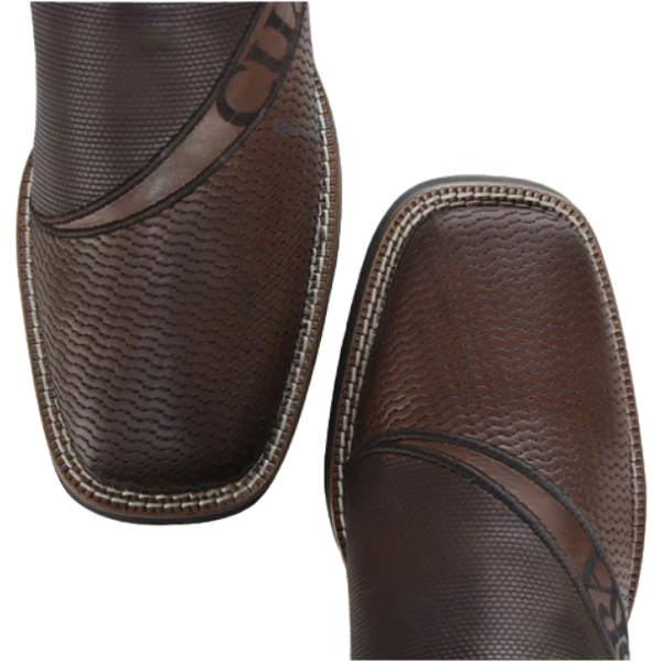 Cuadra Men's Honey & Laser Embroidery & Studs Square Toe- CU986-L