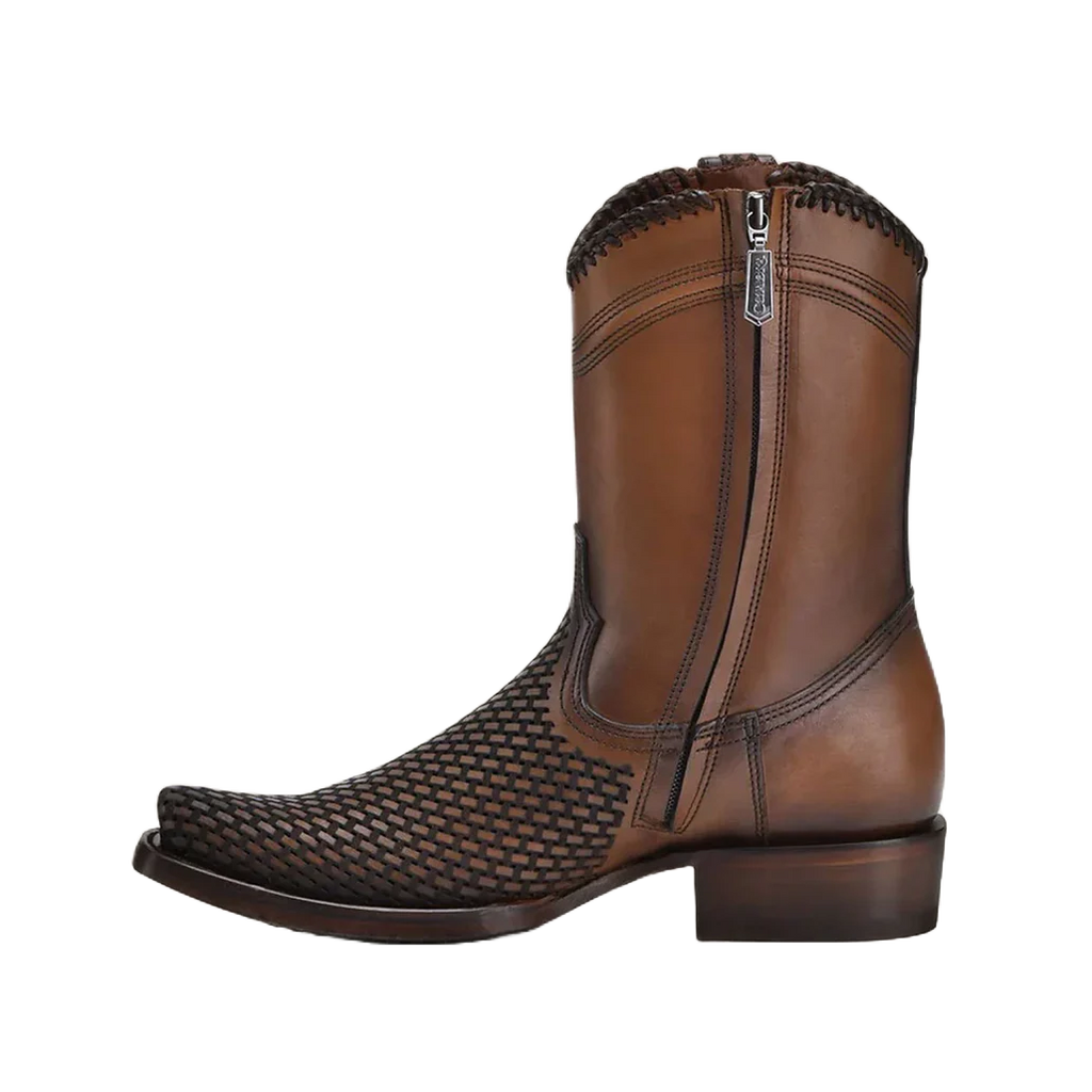 Cuadra Men's Denver Brown Laser & Woven Narrow Square Toe Boots CU817