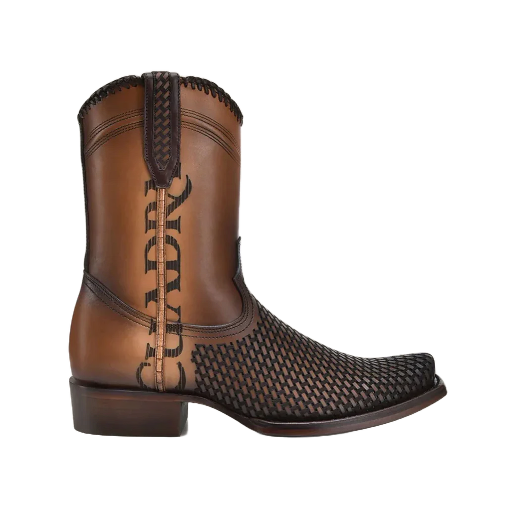 Cuadra Men's Denver Brown Laser & Woven Narrow Square Toe Boots CU817