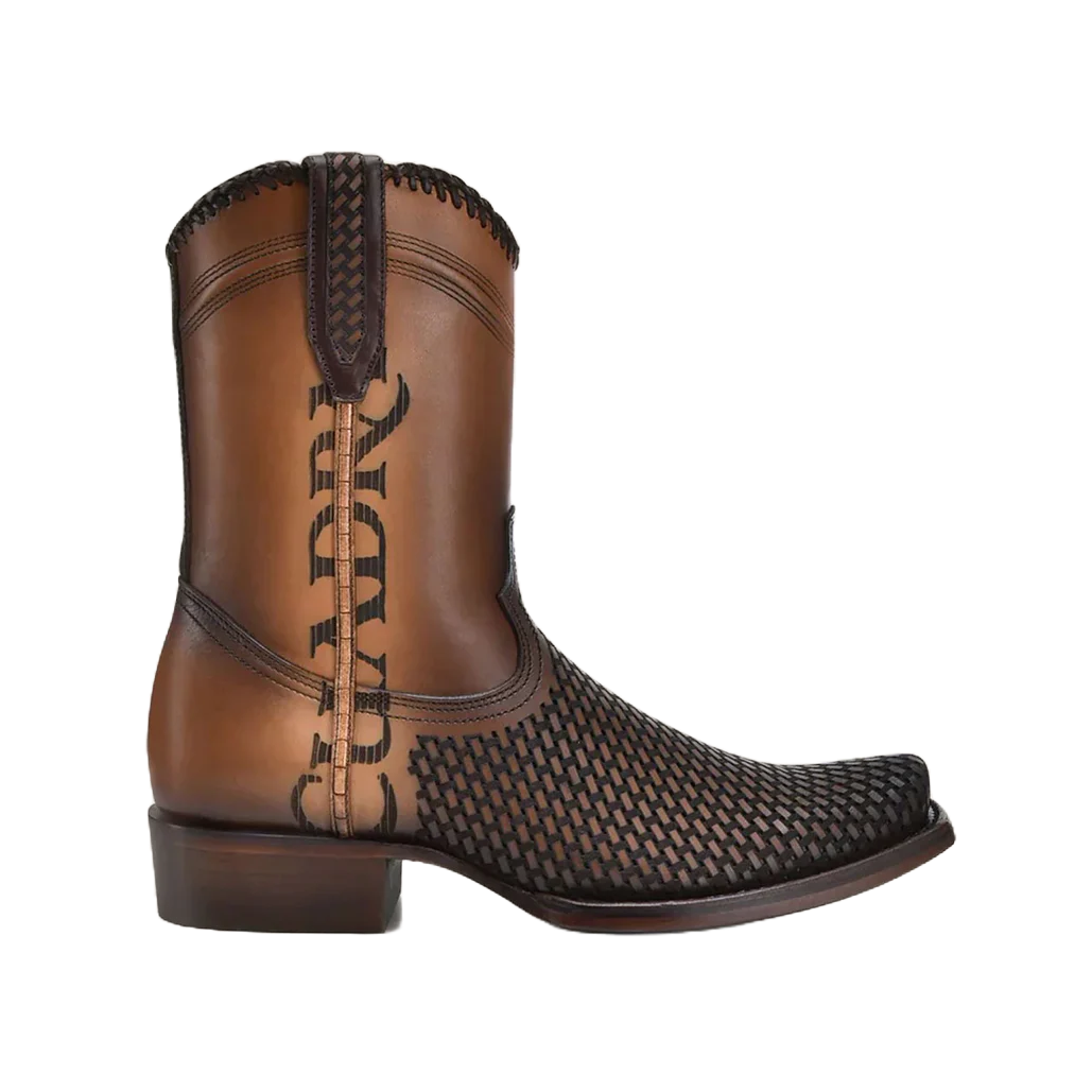 Cuadra Men's Denver Brown Laser & Woven Narrow Square Toe Boots CU817